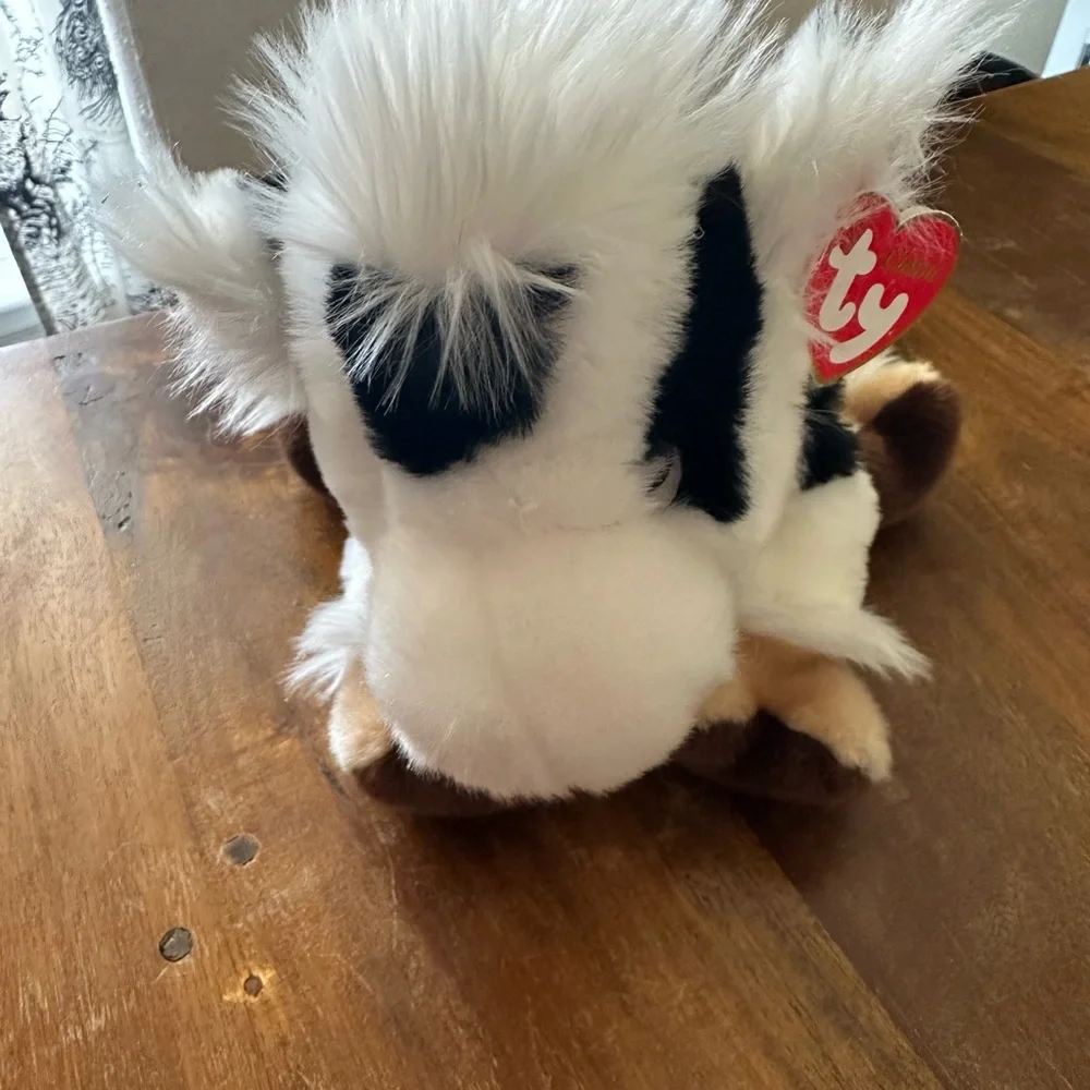 Ty Fluffy Cow Plush Stuffed Animal Mootina - White, Black NWT‎